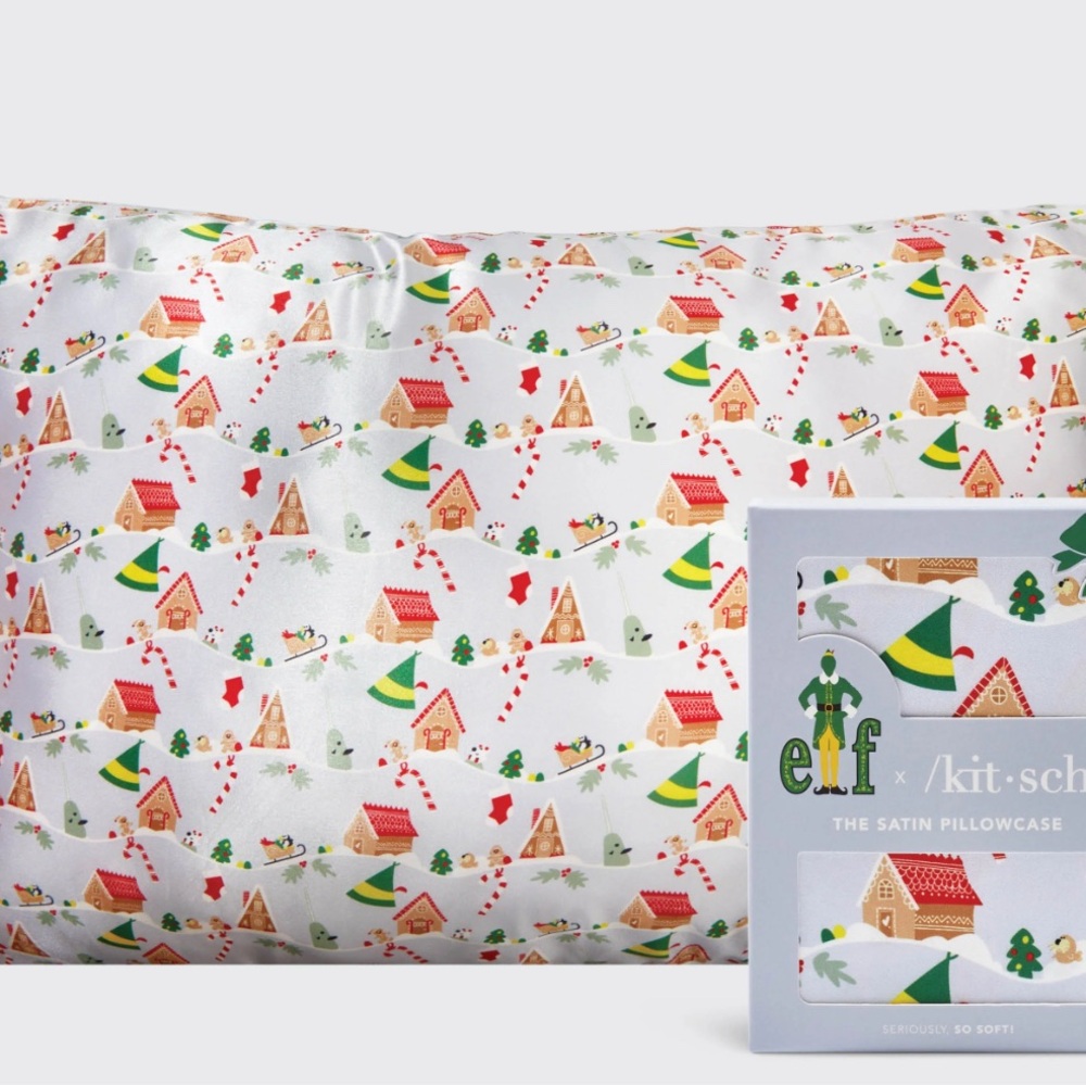Kitsch Satin Pillowcase with Festive Print
